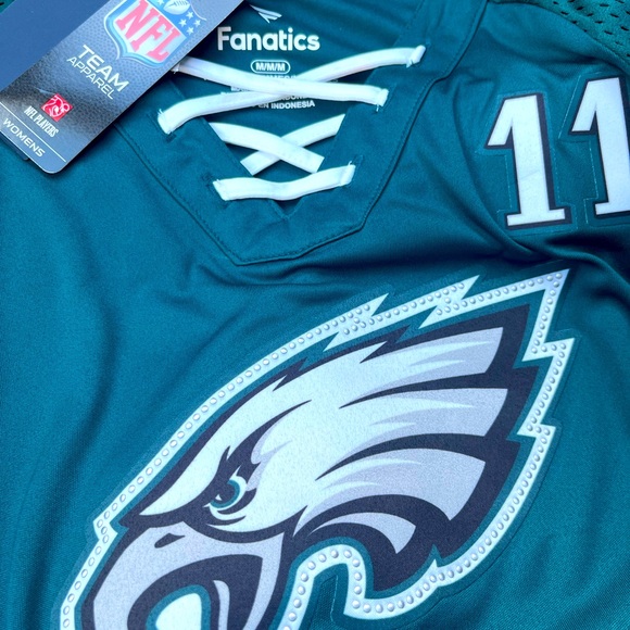 Fanatics Midnight Green Philadelphia Eagles Wentz Draft Me Lace-Up T-Shirt M NWT - Picture 5 of 10